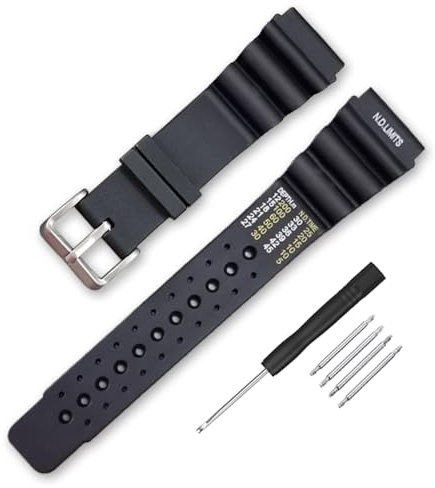 Narako Gummi-Uhrenarmband mit gebogener Linie, 20 mm, 22 mm, 24 mm, Edelstahl-Schlaufe für Taucher, Modell (20 mm, Gummischlaufe)