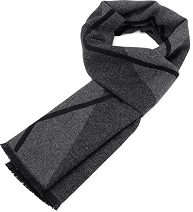 Zando Schal Schwarz Herren Winter, Herrenschal Winter, Winterschal Weihnachtsschal Herren, Schal Männer, Men Scarf, Schwarze & Graue Diamanten2, Einheitsgröße