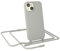 EAZY CASE - Handykette kompatibel mit iPhone 15 - dünne Handyhülle für iPhone 15 Hülle mit Band als Fallschutz Kette zum Umhängen stoßeste Hülle Silikon mit Mikrofaser in Taupe
