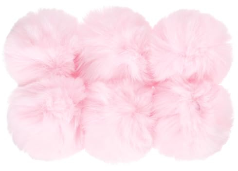 PATIKIL Kunstpelz Pompons für Hüte, 6 Stück flauschige weiche Pelzbälle für Schlüsselanhänger, Strickmützen, DIY-Schals, Handschuhe, Taschen, Weihnachten, Pink