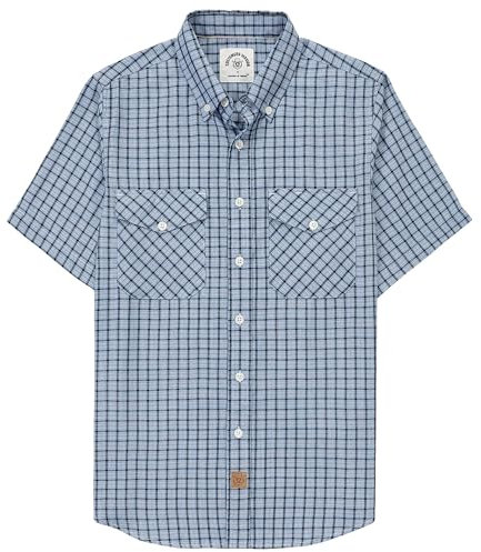 Dubinik® Camicia bambù Camicia Uomo Maniche Corte Regular Fit Casual Quadri Taschino Traspirante Camicia Maniche Corte Uomo