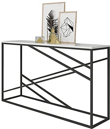 MOooy Konsolentisch, Schlafzimmer-Aufbewahrungstisch, Marmor-Sofatisch, Wohnzimmer-Konsolentisch, schmaler Metalltisch, Wandtisch 31,4 x 11,8 x 31,4 Zoll