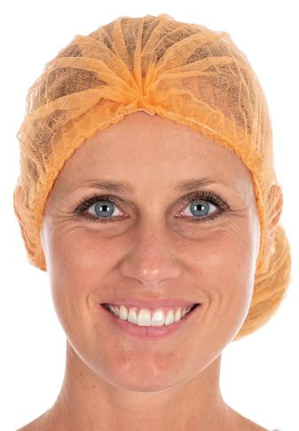 Franz Mensch Hygonorm Klipphauben Light, orange, ø 50 cm | PP, 1000 Stück, Einweghauben, OP Hauben Damen/Herren, Schwesternhauben 10 x 100 Stück, lebensmittelecht