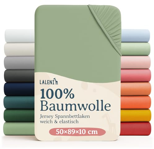 Laleni Jersey Spannbettlaken, 50x89cm, für Baby Beistellbett & Stubenwagen, 100% Baumwolle, Oeko-TEX Zertifiziert, Grün
