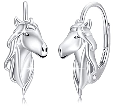 CUOKA MIRACLE Pferde Ohrringe für Mädchen 925 Sterling Silber Pferd Creolen Klein Ohrringe Kreolen für Damen Pferd Tier Ohrringe Geschenke Schmuck für Tochter (1215-silver)