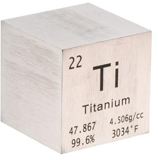 PATIKIL Titanwürfel Metallelement Hochdichter Block Reines Periodensystem Element Würfel Magnesiumblock für Elementsammlungen Lehrerlabor Wissenschaftliches Experiment, 1 Zoll