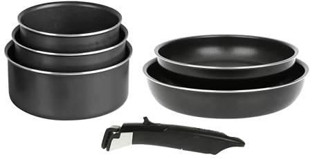 Sitram 716900 Batterie de cuisine 6 pcs Aluminium noir mat : manche amovible, 2 Poêles Ø24,28 cm, 3 Casseroles Ø16,18,20 cm - Revêtement anti-adhérent sans PFOA - Tous feux dont induction