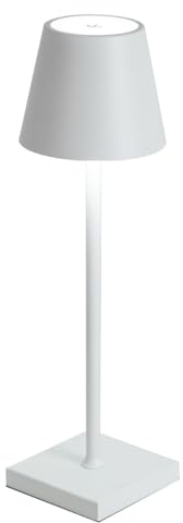 Deski LED Akku Tischleuchte IP44 Tischlampe mit 48 LEDs für den Innen- und Außenbereich 3 Helligkeitsstufen mit Toch-Funktion inkl. USB-Ladekabel (weiß), 613-401795