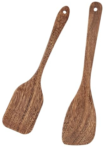 Pfannenwender Holz, 2 Stück küchenutensilien Holz Chicken Wing Holzschaber Pfanne Wooden Spatula Geschlitzt Pfannenwender aus Holz Küchenhelfer Holzspatel zum Kochen Kochbesteck (30cm+32cm)