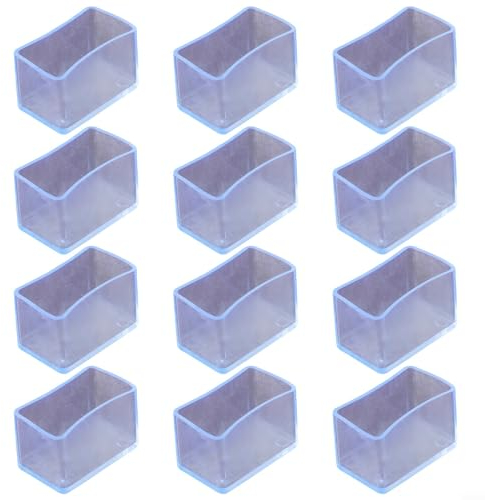 12 Stück rechteckige Stuhlbein-Bodenschoner, transparent, PVC, Stuhlbeinkappen, Möbelfüße, Pads für Hartholzböden, Tischbeinkappe, weiß (20 x 30 mm)