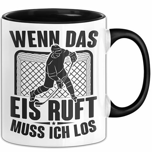 Eishockey Spieler Geschenk Tasse Vintage Ice Hockey Retro Hockey Wenn Das Eis Ruft Muss Ich Los (Schwarz)