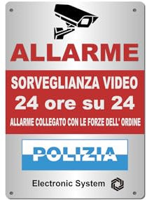 Egero - Panello in PVC per Casa, Edilizia, Commercio, Garage. Adesivi di sorveglianza video di qualità professionale. (Polizia)