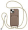 ZTOFERA Crossbody Lanyard Case for iPhone 15 (6.1) with Card Holder, Soft Liquid Silicone Phone Case with Strap Adjustable Neck Cord Necklace Shockproof Protective Cover - Brown