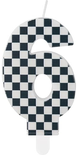 Birthday Candles with Black & White Stripes - Number 8 Racing Cars Cake Topper for Girls & Boys 6th Birthday Party Decorations