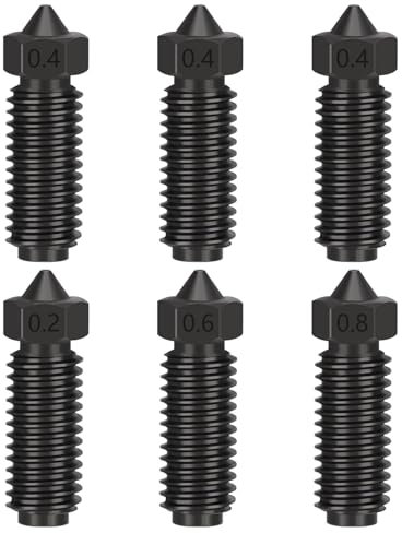 HysiPrui 3D Drucker Kobra 3/Kobra S1 Nozzles Extruder Hotend Düse Kit, eingeschlossen 3pcs 0.4mm+1pc 0.2mm+1pc 0.6mm+1pc 0.8mm gehärtete Stahldüsen, Düsen Ersatz für Anycubic Kobra 3 Combo