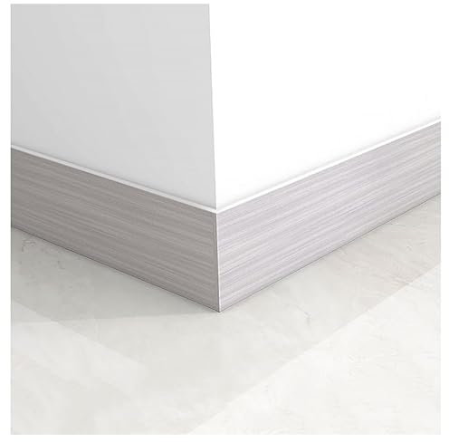 JINFEUGE Fußleistenleiste, Selbstklebende Pvc-Basislinie, Wandaufkleber, Fensterbank, Türrahmen, Taillenlinie, Dekorative Länge 5 M/Gray Wood Grain
