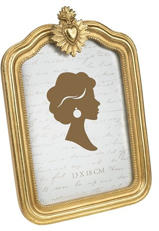 Tone Link. Vintage-Bilderrahmen, 12,7 x 17,8 cm, kleines Herz, luxuriös, antiker Bilderrahmen mit Glasfront, Tisch-Wandbehang, Gold