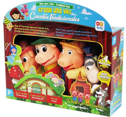 DQTOYS Set 4 Marionetas Érase Una Vez Cuentos Tradicionales Los 3 Cerditos