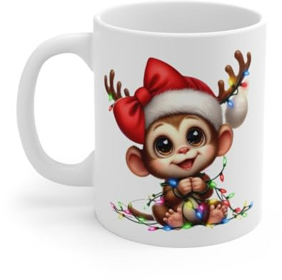 Mug Singe Renne de Noël - Tasse Mignonne et Festive - Idée Cadeau pour Les Amateurs de Noël Taille 11oz