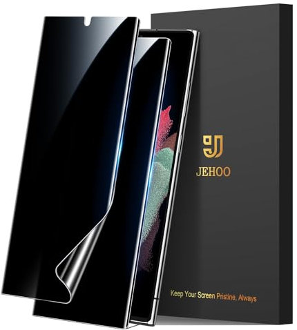 JEHOO Protection D'écran Anti-Espion pour Samsung Galaxy S21 Ultra 5G, [2 Pièces] Film TPU Flexible Compatible ID d'Empreinte Digitale Installation Facile Coque Amical Accessoire