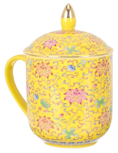 MAGICLULU Elegante Tazza Da Tè Cinese in Porcellana Con Coperchio Set Per La Preparazione Del Tè Con Infusore Per Il Tè.