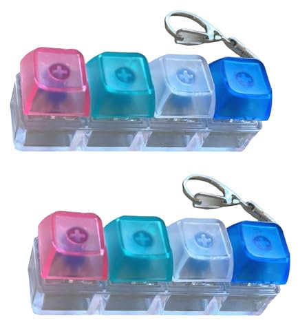 2PCS Keyboard Fidget toy, Mini Fidget Keyboard, Transparent Funny Keyring Relieve Stress 4 Button, Suitable for Students Teenagers and Adults to Pass Time, Easter Gifts