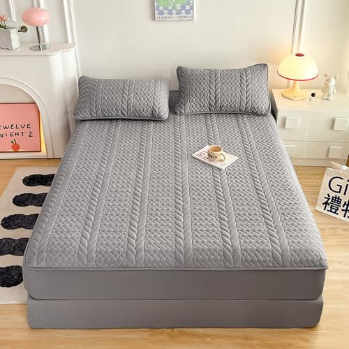 Gesteppter Matratzenschoner für Doppelbett, Spannbettlaken, 90 x 200 cm, 100 % weich, tiefer Matratzenbezug