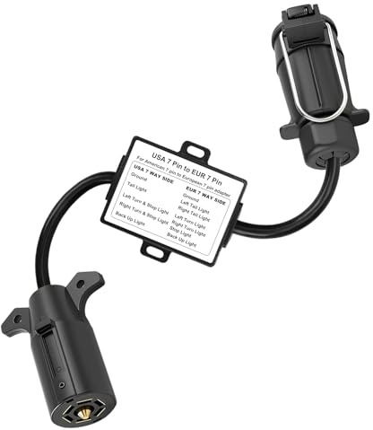 CXTM Anhänger Adapter US zu EU Anhänger Licht Konverter, US Fahrzeug mit 7 Pin Stecker zu europäischem Anhänger mit 7-Pin Stecker, US 7 Pin zu EU 7 Pin Anhänger Licht Adapter