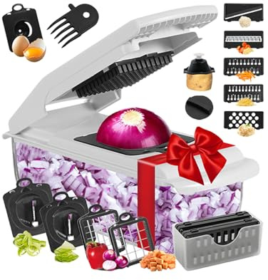 schneider - Würfel-Schneider & Küchenhelfer für Obst und - Multifunktioneller hacker mit Aufbewahrungsbox für Kartoffeln, Knoblauch und Früchte