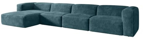 Luxusbetten24 Designer Sofa Comfy L Maxi in Cord Vintage Blau Links
