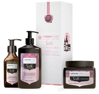 Arganicare Haartris mit Seidenprotein – Shampoo 400 ml, Maske 500 ml und Serum 100 ml für eine vollständige Behandlung