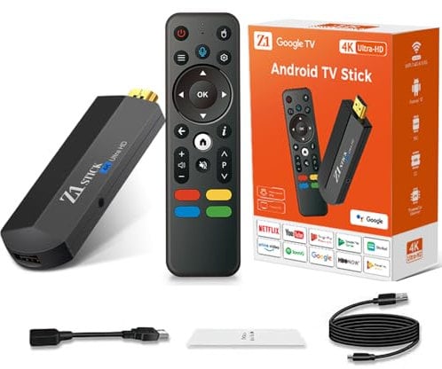 Android TV Stick 4K 16GB WiFi5 2.4G/5.8Ghz BT5.0 Control de Voz Smart TV Stick Home Player (IPTV)