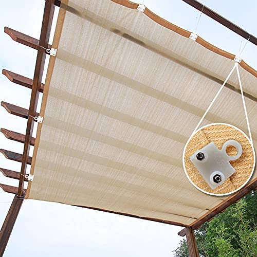 Voile d'ombrage beige - Protection UV à 95 % - 3 x 5 m - Pour terrasse, pergola, tonnelle - Clips d'installation faciles inclus