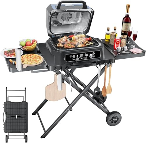 BBQMall Grillwagen Zusammenklappbar für Ninja Woodfire, Weber