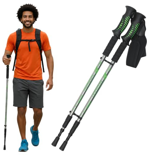 Hiking Walking Telescopic Trekking Pole 2 Pack, Adjustable Collapsible Aluminium Sticks, Anti-Shock Design for Men & Women, Ideal for Camping, Hiking & Backpacking