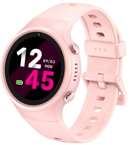PTHTECHUS Smartwatch Kinder mit 22 Spiele, Kinder Smartwatch mit HD Touchscreen Kamera MP3-Player Schrittzähler Hörbuch Wecker, Smart Watch Kinderuhr Geschenke für Mädchen Junge 4-12 (Rosa 4G02)