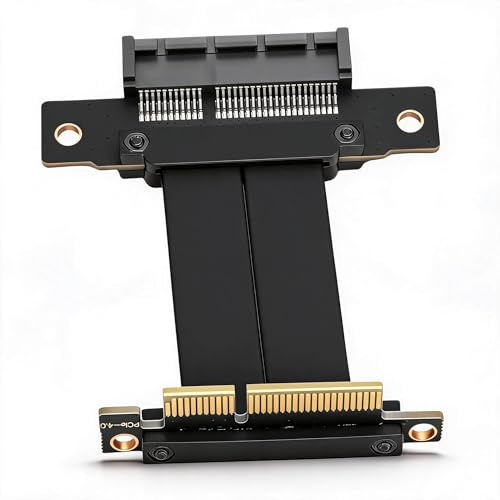 Fabater PCIe X4 4.0 Riser-Kabel, 8 Gbit/s Gen 4 GPU-Grafikkarten-Verlängerungskabel, Männlich 90 Grad auf Weiblich 180 Grad Riser-Kabel für PC-Gehäuse, KI-Anwendungen, Server (10cm)