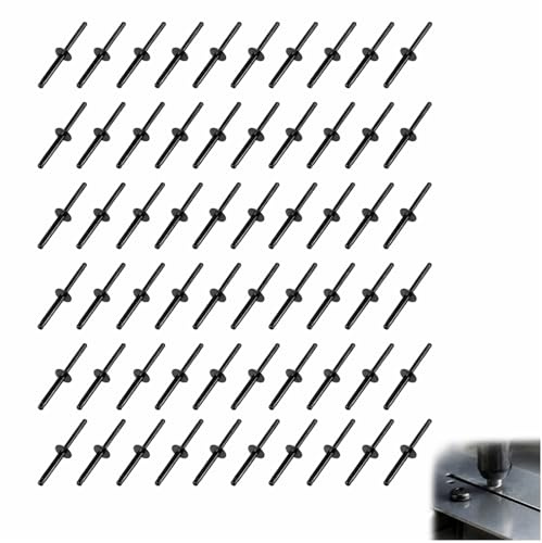 60 Pezzi 4,8 x 25 x 10mm Tri Fold Exploding Pop Rivetti A Flangia Grande In Alluminio, Rivetti Neri Resistenti Alla Corrosione E Ruggine, Rivetti Ciechi In Alluminio Ad Espansione Tripla