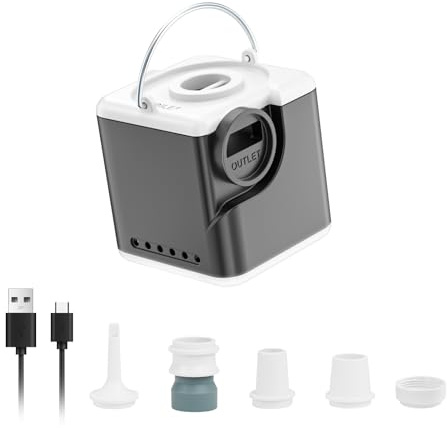 JATEKA Mini Pompa Elettrica Portatile 3 in 1, Gonfiatore Elettrico 4,5 kPa Ricaricabile, Pompa per Materasso Gonfiabile, Gonfia e Sgonfia per Materassi ad Aria, Salvagenti e Sacchetti Sottovuoto