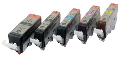 Canon CLI-521 Schwarz, Cyan, Magenta, Gelb Kombi-Pack & PGI-520 Schwarz Tintenpatrone Bundle