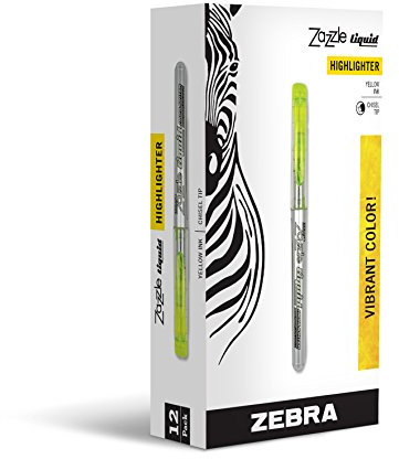 Z-HL Three-Chamber Liquid Highlighter, Chisel Tip, Yellow, 12/Pk