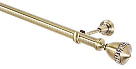 MDEKOR Gardinenstange 25 mm 1-Lauf Antik-Gold Metall, 240
