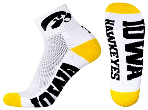 Donegal Bay NCAA Iowa Hawkeyes Herren Heel Toe Quarter Socken, Weiß/Gold