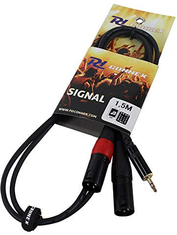 PD Connex Durable 2x XLR to 3.5mm Jack Mobile DJ Mixer MP3 1.5 Meter Cable
