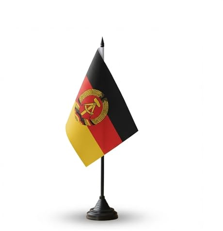 Flaggenfritze Tischflagge Deutschland mit Adler 10 x 15 cm, reißfestes Polyester, farbintensiver Siebdruck, kleine Fahne mit Kunststoff-Sockel