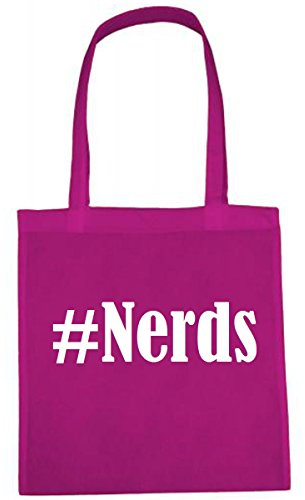 Reifen-Markt Tasche #Nerds Größe 38x42 Farbe Pink Druck Weiss