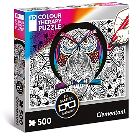 Clementoni 35050 Eule - 3D Colour Therapy Puzzle, 500 Teile
