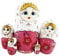 Lot de 5 poupées russes russes en bois avec fleurs rouges et roses - Jouet empilable en bois fait à la main - Cadeau amusant pour chambre d'enfant
