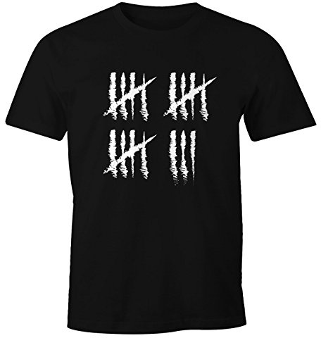 MoonWorks Herren T-Shirt (Style_Variation) Geburtstag Strichliste Striche Jubiläum Jahrgang Geschenk Alter Fun-Shirt Schwarz 4XL