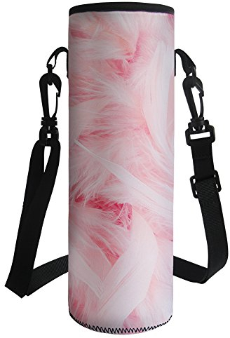 Hugs Idea Neopren-isolierte Trinkflaschen-Tragetasche mit Schultergurt L Feather